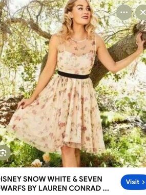 Disney Snow White and the seven dwarves Floral A-Line Dress with Sheer Yoke
